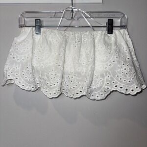 Made With Love Blue Blush Sz M Bandeau Bralette Top Coquette Eyelet Lined‎ White
